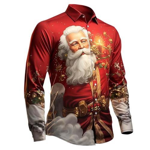 Weihnachtshemd Herren Langarm Weihnachtshemden für Männer Weihnachtsmann Langarm Herren Weihnachten Tops Weihnachten T-Shirts für Männer, Z01 Rot, XL Weihnachtshemd Herren Langarm Weihnachtshemden für Männer Weihnachtsmann Langarm Herren Weihnachten Tops Weihnachten T-Shirts für Männer, Z01 Rot, XL von Generisch