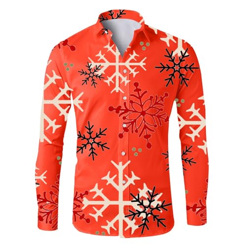 Weihnachtshemd Herren: Bügelfrei Regular Fit Winter Lustig Weihnachtshemd Herrenhemd Baumwolle 5XL Lang Langarm Weihnachten Hemd Freizeithemden 4XL Weihnachtsmotiven Weihnachts Hemd Winterhemden von Generisch