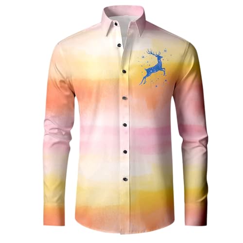 Weihnachtshemd für Herren/Winter lange Manschettenknöpfe komplett bedruckt festlicher Stil perfekte Gemütlichkeit (L) von Generisch