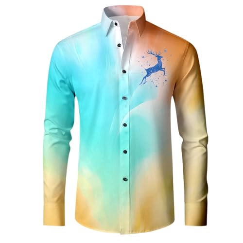Weihnachtshemd für Herren/Winter lange Manschettenknöpfe komplett bedruckt festlicher Stil perfekte Gemütlichkeit (S) von Generisch