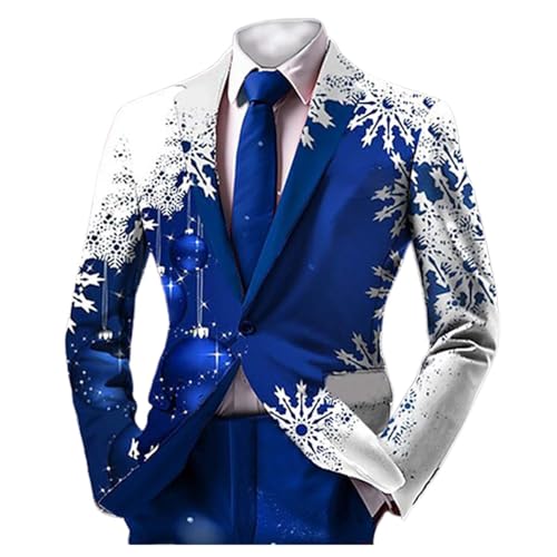 Weihnachtsjacke Herren Weihnachts Sakko Weihnachtsmotiv Suits Jacket Freizeit Business Anzugjacke Weihnachtsanzug Sportlich Festliche Outfit Weihnachtskleidung Weihnachtsfeier Party Blazer Anzugmantel von Generisch