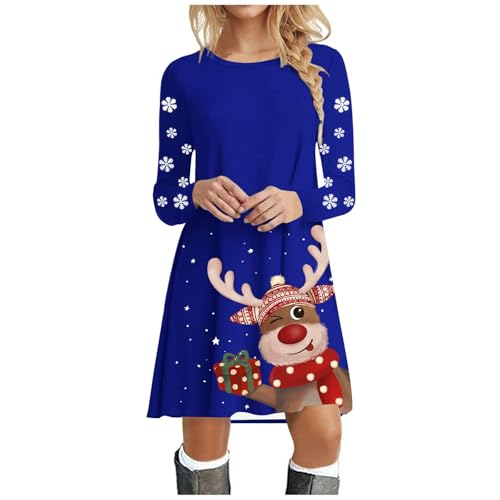 Weihnachtskleid Damen Langarm Pullover Kleid Winter Rundhals Minikleid Rentier Druck Weihnachten Kleider Elegant Oberteile Weihnachtspullover Lustig Kleid von Generisch