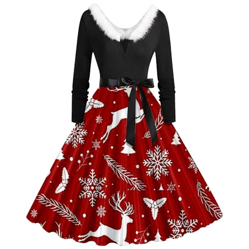 Weihnachtskleid Damen Lustig Elegant Langarm Festliches Kleider Winter V-Ausschnitt Weihnachtspullover Midi Kleid Merry Christmas Partykleid Weihnachtsfrau Weihnachtskleider für Weihnachten Party Weihnachtskleid Damen Lustig Elegant Langarm Festliches Kleider Winter V-Ausschnitt Weihnachtspullover Midi Kleid Merry Christmas Partykleid Weihnachtsfrau Weihnachtskleider für Weihnachten Party von Generisch