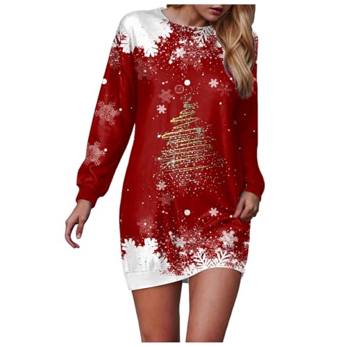 Weihnachtskleid Damen Pulloverkleid,Weihnachts Strickkleid Langarm Rundhals Pullikleid Weihnachtskleider Damen mit Rot Weinglas Muster Minikleid Große Größen Knielang Weihnachtskleidung (17-Red, XL) Weihnachtskleid Damen Pulloverkleid,Weihnachts Strickkleid Langarm Rundhals Pullikleid Weihnachtskleider Damen mit Rot Weinglas Muster Minikleid Große Größen Knielang Weihnachtskleidung (17-Red, XL) von Generisch