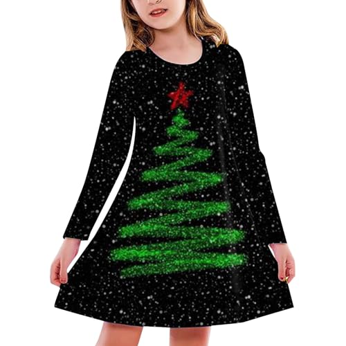 Weihnachtskleid Mädchen - Weihnachtsmann Kleid Mädchen Kinder Weihnachts Partykleid Leicht Weicher Weihnachts Festliche Mode Bedruckt Freizeitkleid Große Größen Swing Kleid Weihnachten Party Outfits von Generisch