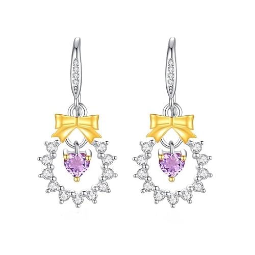 Weihnachtskranz Ohrhänger für Frauen und Mädchen Funkelnder Citrin 925Er Sterlingsilber Hängeohrringe Weihnachtsschmuck für Feiertagsaccessoires von Generisch