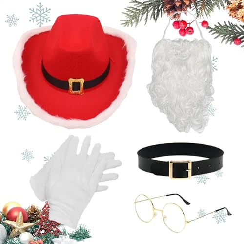 Weihnachtsmann-Bart, Weihnachtsmann-Cowboyhut,Santa Bart Perücke - 5X Weihnachtsmann-Kostüm für Kinder, Weihnachtsmann-Bart-Perücke, bequemes Urlaubsspaß-Kostüm für Foto-Requisite Weihnachtsmann-Bart, Weihnachtsmann-Cowboyhut,Santa Bart Perücke - 5X Weihnachtsmann-Kostüm für Kinder, Weihnachtsmann-Bart-Perücke, bequemes Urlaubsspaß-Kostüm für Foto-Requisite von Generisch
