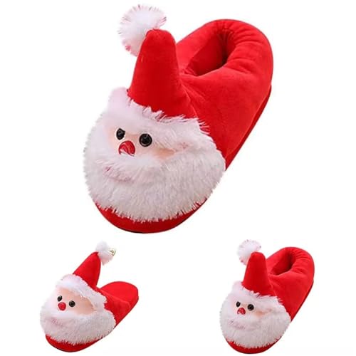 Weihnachtsmann-Hausschuhe für Herren, Weihnachtsmann-Hausschuhe, gemütlich, für den Innenbereich, weich, flauschig, Slipper, Slipper, Thermo-Slipper mit Rückseite, wassermelone, 40 2/3 EU von Generisch