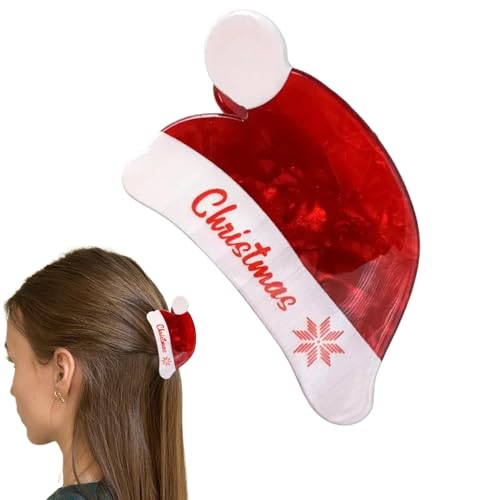 Weihnachtsmütze Damen Krallenclip,Süße Weihnachtsmütze Krallenclip | Weihnachts-Haarklammern in Cartoon-Hut-Form,Dünne, dicke Haare, saisonale, modische Kieferklammern, rutschfest, für Reisen, Verabre von Generisch