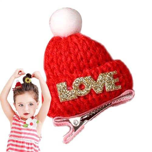Weihnachtsmütze-Haarspangen, Weihnachtsspangen für Frauen - Gestrickte Haarspange Lustige Haarspangen - Weihnachts-Haarspangen, Weihnachtsmütze-Haarspangen, süße Haarspangen, Weihnachts-Haar-Accessoir von Generisch