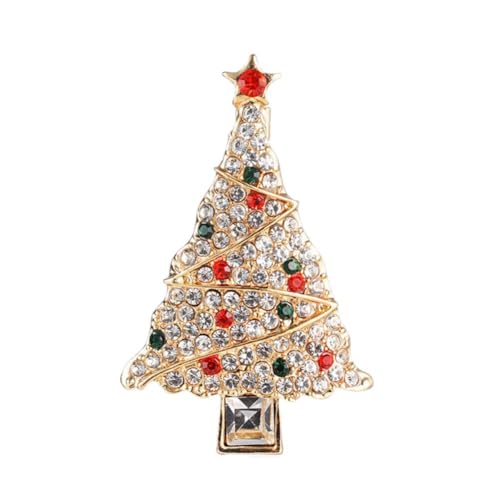 Weihnachtsnadeln und Broschen mit Strass, Weihnachtsbaum-Brosche, Kristall, Strass, Weihnachts-Anstecknadel, Schal, Clip, für Damen, Geschenk, 1 Stpck, Legierter Stahl von Generisch