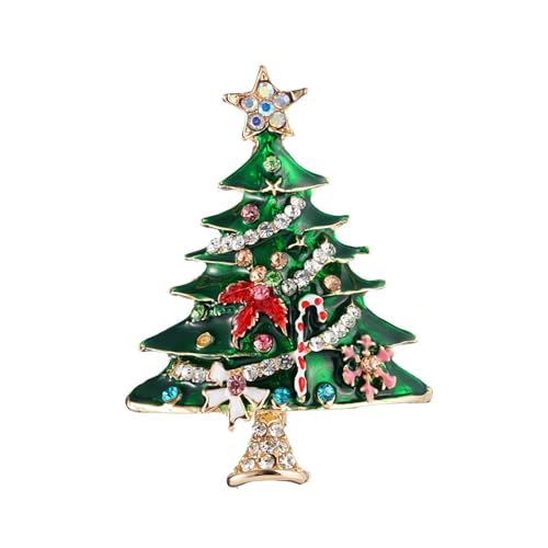 Weihnachtsnadeln und Broschen mit Strass, Weihnachtsbaum-Brosche, Kristall, Strass, Weihnachts-Anstecknadel, Schal, Clip, für Damen, Geschenk, 1 Stpck, Legierter Stahl von Generisch