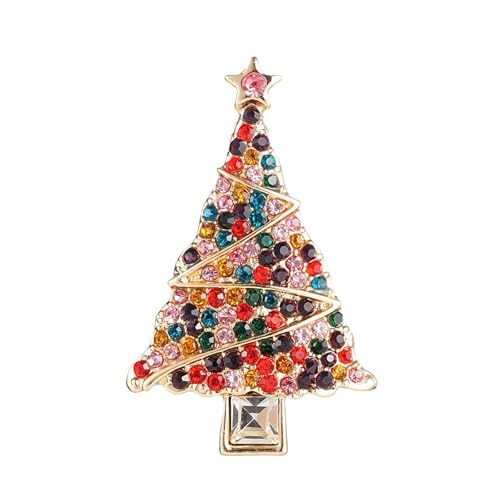 Weihnachtsnadeln und Broschen mit Strass, Weihnachtsbaum-Brosche, Kristall, Strass, Weihnachts-Anstecknadel, Schal, Clip, für Damen, Geschenk, 1 Stpck, Legierter Stahl von Generisch