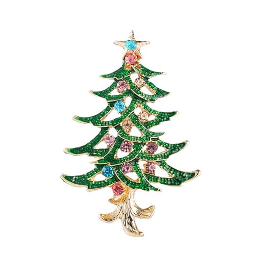 Weihnachtsnadeln und Broschen mit Strass, Weihnachtsbaum-Brosche, Kristall, Strass, Weihnachts-Anstecknadel, Schal, Clip, für Damen, Geschenk, 1 Stpck, Legierter Stahl von Generisch