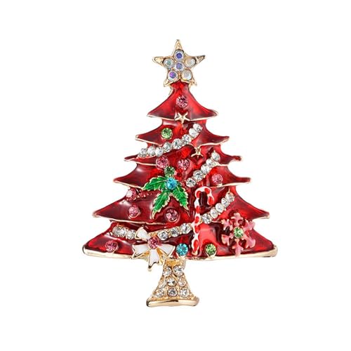 Weihnachtsnadeln und Broschen mit Strass, Weihnachtsbaum-Brosche, Kristall, Strass, Weihnachts-Anstecknadel, Schal, Clip, für Damen, Geschenk, 1 Stpck, Legierter Stahl von Generisch