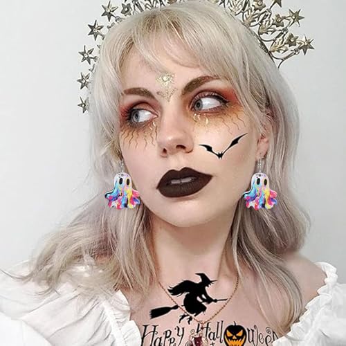 Weihnachtsohrringe Damen Weihnachtsmotiv Ohrringe Set Urlaubsohrringe Halloween Ohrstecker Set Kürbis Fledermaus Tropfenohrringe Urlaubsschmuck Weihnachten Schneemann (Multicolour, One Size) von Generisch