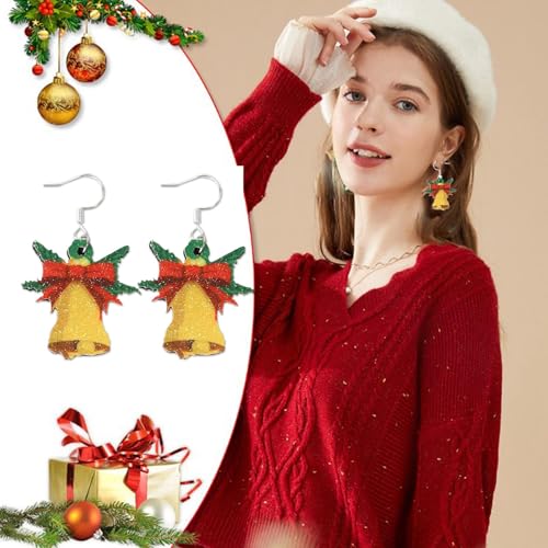 Weihnachtsohrringe Damen und Anhänger für festliche Weihnachtsohrringe Ohrringe Weihnachten Damen Weihnachts (B, 6X3cm) von Generisch