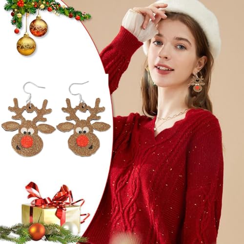 Weihnachtsohrringe Damen und Anhänger für festliche Weihnachtsohrringe Ohrringe Weihnachten Damen Weihnachts (D, 6X3cm) von Generisch