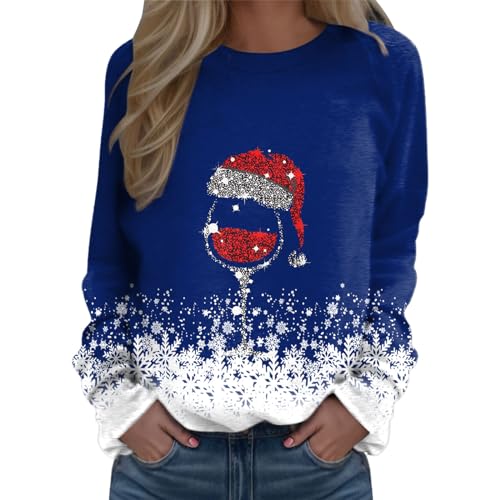 Weihnachtspulli Lustig Damen Langarm Rudolph Rentier Elfe Weihnachtspullover Langarmshirt Teenager Mädchen Weihnachts Jumper Xmas Pullis Shirt Weihnachtsmann Christmas Sweatshirt von Generisch