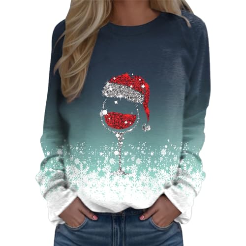 Weihnachtspulli Lustig Damen Langarm Rudolph Rentier Elfe Weihnachtspullover Langarmshirt Teenager Mädchen Weihnachts Jumper Xmas Pullis Shirt Weihnachtsmann Christmas Sweatshirt von Generisch