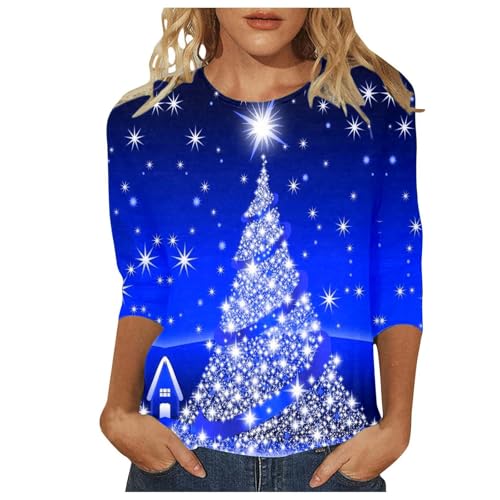 Weihnachtspullover Damen Große Größen Casual Weihnachts Sweatshirts Pullover Teenager Mädchen Weihnachtspulli Weihnachtsmotiv Langarmshirt Weihnachtsshirt Rundhals Weihnachten Top von Generisch