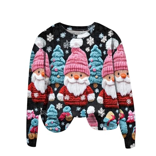 Weihnachtspullover Damen Lustig 3D Drucken Weihnachten Sweatshirt Langarm Rundhals Pullover Mit Weihnachtsmuster, Damen Xmas Pullover Hässliches Weihnachtspullover Weihnachtspulli Christmas Sweater von Generisch
