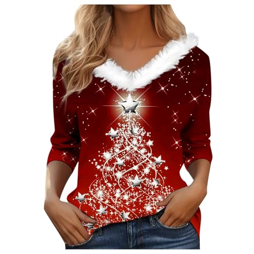 Weihnachtspullover Damen Lustig Casual Weihnachts Sweatshirts Pullover Teenager Mädchen Weihnachtspulli Weihnachtsmotiv Festliche Oberteile Frauen Rundhals Weihnachten Bluse Weihnachtssbluse von Generisch