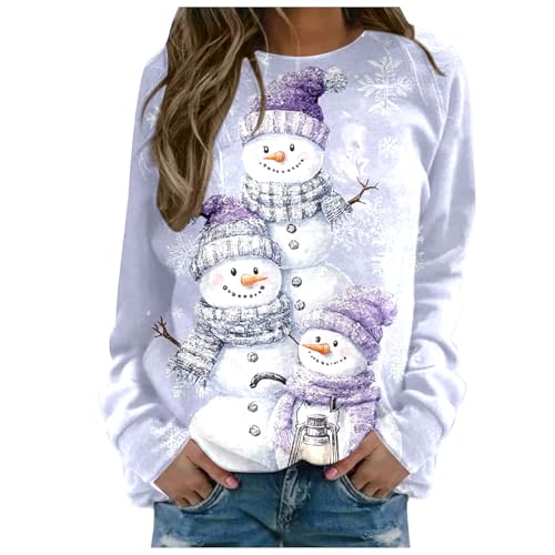 Weihnachtspullover Damen Lustig Weihnachtsdruck Pullover Rundhals Langarm Weihnachtspulli Weihnachts Xmas Sweatshirt Festlich Teenager Mädchen Langarmshirt Oberteile Tops Pulli Weihnachtskleidung von Generisch