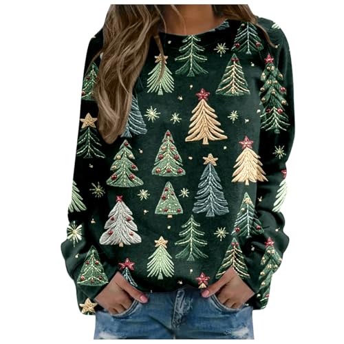 Weihnachtspullover Damen Lustig Weihnachtsdruck Pullover Rundhals Langarm Weihnachtspulli Weihnachts Xmas Sweatshirt Festlich Teenager Mädchen Langarmshirt Oberteile Tops Pulli Weihnachtskleidung von Generisch