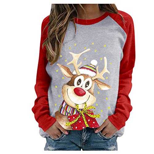 Weihnachtspullover Damen Lustige Weihnachten Sweatshirt Weihnachts Pullover Ugly Christmas Shirt Hässlich Weihnachtsshirt Langarm Weihnachtsoutfit Baumwolle Langarmshirt Weihnachtskostüm von Generisch