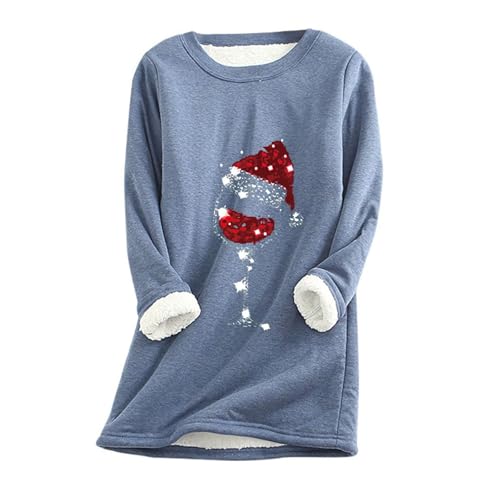Weihnachtspullover Damen Weihnachten Sweatshirt Ohne Kapuze Wichtel Bedrucken Christmas Pullover Festliche Langarmshirt Fleecepullover Karneval Langarm Weihnachtspulli Party Karneval Longsleeve von Generisch