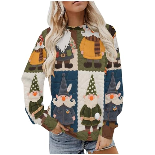 Weihnachtspullover Damen Weihnachtsoutfit Christmas Langarmshirt Weihnachten Weihnachtskostüm Festliche Oberteile Frauen Kleidung Sweatshirt Pyjama Xmas Pullover Weihnachts Pulli Mehrfarbig XL von Generisch