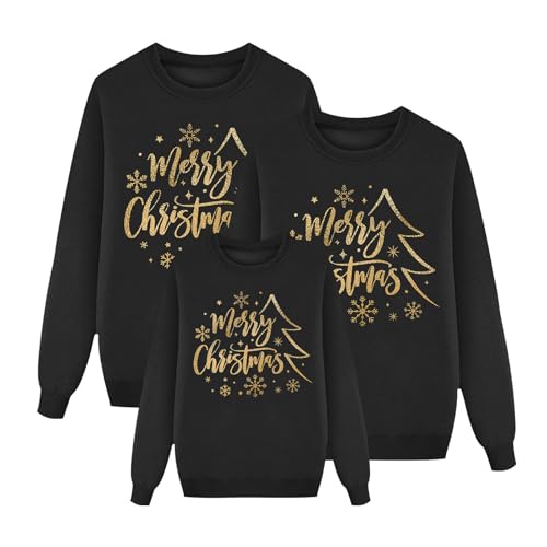 Weihnachtspullover Familie Set 2024 Damen Herren Kinder Weihnachtspulli Familie Rundhals Langarm Sweatshirts Weihnachtspulli Set Christmas Reindeer Unisex Weihnachts Pullover von Generisch