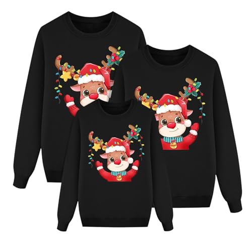 Weihnachtspullover Familie Set Damen Herren Kinder Weihnachts Sweatshirts Rundhals Unisex Weihnachtspulli Familie Set Lustig Druck Weihnachts Xmas Pullover Pärchen Weihnachts Sweatshirt Tops von Generisch