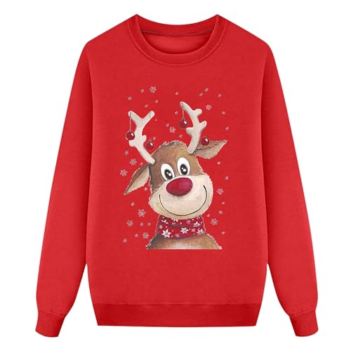 Weihnachtspullover Familie Set Rentier Muster Pullover Lustig Rundhals Weihnachtspulli Winter Reindeer Family Christmas Oberteile Mama Papa Kinder Sweater Langarm Shirt,Rot,2 Jahre von Generisch