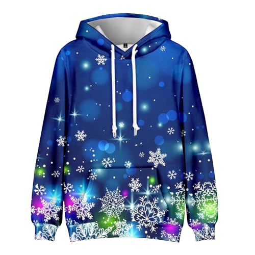 Weihnachtspullover Herren, Mit Kapuze Weihnachten Bedruckt Kapuzen-Sweatshirt Casual Fashion Sport Sweatshirt Kordelzug Pullover Christmas Weihnachtspulli 3XL Männer Schlafpulli (8XL, Mehrfarbig) von Generisch