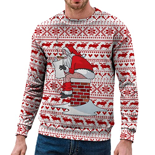 Weihnachtspullover Herren, Weihnachtspullover Herren Rentier Lustig 3D Weihnachts Sweatshirt Pullover Weihnachts Pullover für Männer Weihnachtspulli Familie Lustige Unisex Sweatshirts Christmas von Generisch