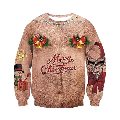 Weihnachtspullover Herren 4XL Rundhals Langarm Weihnachtspulli Strickpullover Lustig Freizeit Pullover Weihnachtsmotiv Ugly Sweatshirt Christmas Sweater Bequeme Hässliche Weihnachts Pullover Oberteile von Generisch