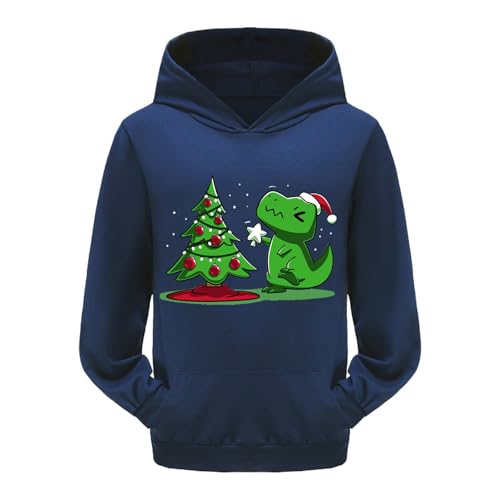Weihnachtspullover Jungen Mädchen Sweatshirt mit Dinosaurier-Cartoon-Druck Weihnachten Pullover Kinder Warme Strickpullover Christmas Jumper Sweater Langarmshirt Kinder von Generisch