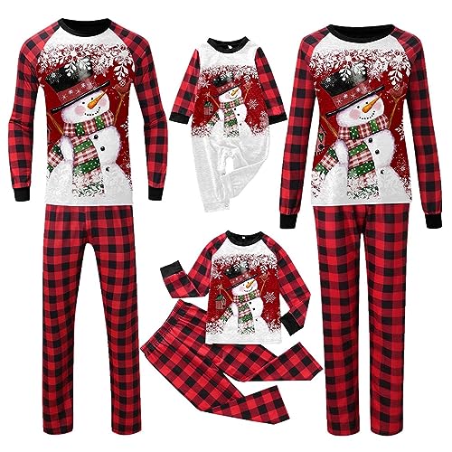 Weihnachtspyjama Familie Set Schlafanzug Jungen Mädchen Damen Kinder Familien Weihnachts Matching Pyjamas Weihnachtspyjama Hose Tshirt Weihnachten Outfit Rundhals Nachthemd Hausanzug Nachtwäsche Set von Generisch