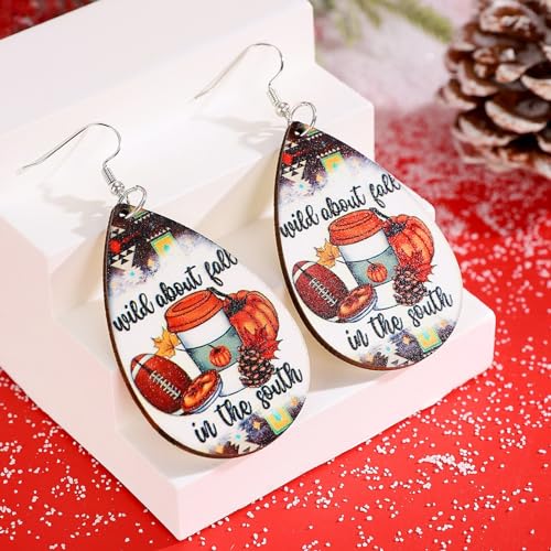 Weingläser Weihnachten bedruckte Ohrhänger Holz Weihnachtsohrringe Damen Acryl (B, One Size) von Generisch
