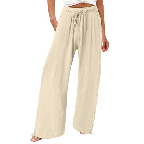 Weiß Leinenhose Damen Große Größen Weites Leicht Sommer Hose Leinen Elastischem Bund Verstellbar Kordelzug Freizeithose Elegante Hohe Taille Lose Sommerhose Strandhose mit Taschen Beige xs s l Weiß Leinenhose Damen Große Größen Weites Leicht Sommer Hose Leinen Elastischem Bund Verstellbar Kordelzug Freizeithose Elegante Hohe Taille Lose Sommerhose Strandhose mit Taschen Beige xs s l von Generisch