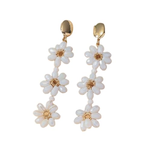 Weiße 3 Blumen Perlen Lange Quasten Ohrringe, Sommer Statement Boho Perlen Lange Fransen Tropfen Baumeln Kronleuchter Ohrringe für Frauen Sommer Urlaub Schmuck Weiße 3 Blumen Perlen Lange Quasten Ohrringe, Sommer Statement Boho Perlen Lange Fransen Tropfen Baumeln Kronleuchter Ohrringe für Frauen Sommer Urlaub Schmuck von Generisch