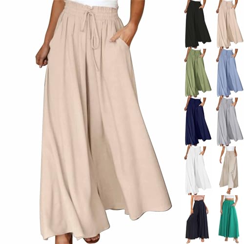 Weite Beine Hosen Langer Sommerrock Damen leicht Hosenrock Damen Sommer lang yogahose Sommer Lange dünne sommerliche Hose weiße Leinenhose Kurze Hose Knielang Schlupfhose Rock lang leichte von Generisch