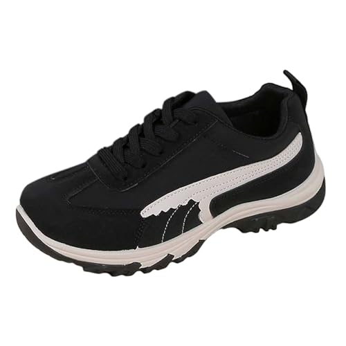 Weite Schuhe Herbst-Stil Farbe Schnürschuhe Rennschuhe Sport und Freizeit Arbeit Damen Max Dämpfung Wide Sneaker, Schwarz , 37 EU von Generisch