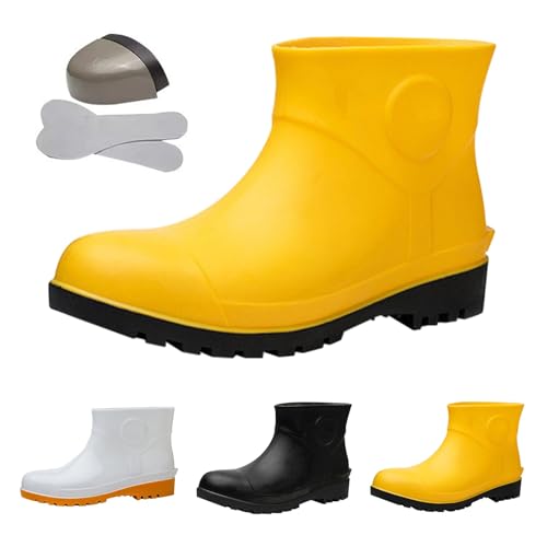 Wellington Labor Regenschuhe Herren Gummistiefel Stiefeletten Bequeme rutschfeste Chelsea Booties Wasserdicht Ölbeständige Außensohle Regenschuhe Slip on Gartenstiefel, N, 38 2/3 EU von Generisch