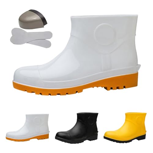 Wellington Labor Regenschuhe Herren Gummistiefel Stiefeletten Bequeme rutschfeste Chelsea Booties Wasserdicht Ölbeständige Außensohle Regenschuhe Slip on Gartenstiefel, T, 39 2/3 EU von Generisch
