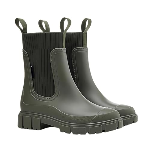 Wellingtons Boots | Wasserdicht Gummistiefel Damen | Halbhohe Chelseas Boots | Gummistiefeletten | Rutschfest Sohle Regenstiefel | Atmungsaktiv Gumischtifel | Outdoor Wanderschuhe (Gr.36-41) von Generisch