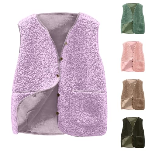 Weste Damen Kurz Ärmellos Fleeceweste Winterjacke Winter Wollmantel Warm Wintermantel Große Größen Teddymantel Teddy-Jacke Plüschweste Teddyweste Übergangsjacke Teddyfleece Jacke Winterweste von Generisch