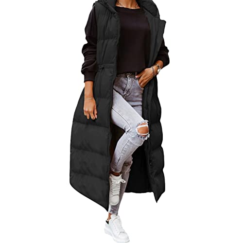 Weste Damen Lang, Steppweste Daunenweste Übergangsweste Mit Kapuze Winterjacke Daunenmantel Warm Gesteppt Ärmellose Jacke mit Reissverschluss Winter Frauen Wintermantel Longweste Outdoorjacke Weste Damen Lang, Steppweste Daunenweste Übergangsweste Mit Kapuze Winterjacke Daunenmantel Warm Gesteppt Ärmellose Jacke mit Reissverschluss Winter Frauen Wintermantel Longweste Outdoorjacke von Generisch